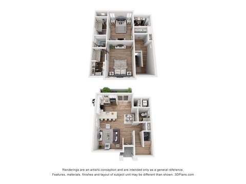 Floor plan for 2 beds, 2.5 baths, 1256 sqft